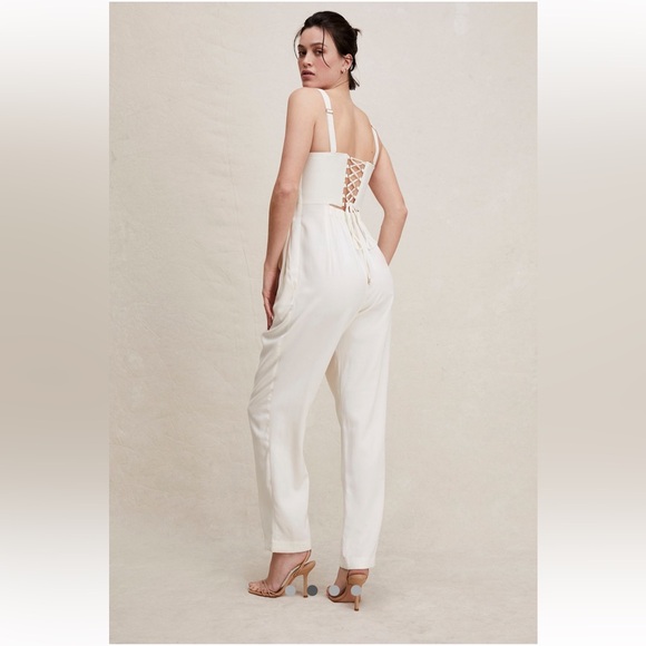 Sabina Musayev “Rosa” Jumpsuit in Off White – Cutout Bodice & Lace-Up Back XS✨ - Picture 3 of 15